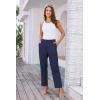 imageGRACE KARIN Women High Waisted Business Casual Pants Dressy Cuffed Work Office Trouser Slacks with PocketsNavy Blue