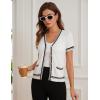 imageGRACE KARIN Womens Cardigans Lightweight Summer Short Sleeve Tweed Cardigan Casual Button Down Color Block Sweaters TopsBeige