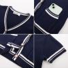 imageGRACE KARIN Womens Cardigans Lightweight Summer Short Sleeve Tweed Cardigan Casual Button Down Color Block Sweaters TopsNavy