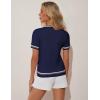 imageGRACE KARIN Womens Cardigans Lightweight Summer Short Sleeve Tweed Cardigan Casual Button Down Color Block Sweaters TopsNavy