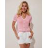 imageGRACE KARIN Womens Cardigans Lightweight Summer Short Sleeve Tweed Cardigan Casual Button Down Color Block Sweaters TopsPink