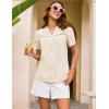 imageGRACE KARIN Womens Short Sleeve Blouses Dressy Casual Summer Button Down Work Tops Loose Swiss Dot ShirtsApricot