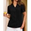 imageGRACE KARIN Womens Short Sleeve Blouses Dressy Casual Summer Button Down Work Tops Loose Swiss Dot ShirtsBlack