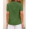 imageGRACE KARIN Womens Short Sleeve Blouses Dressy Casual Summer Button Down Work Tops Loose Swiss Dot ShirtsGreen
