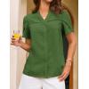 imageGRACE KARIN Womens Short Sleeve Blouses Dressy Casual Summer Button Down Work Tops Loose Swiss Dot ShirtsGreen