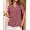 imageGRACE KARIN Womens Short Sleeve Blouses Dressy Casual Summer Button Down Work Tops Loose Swiss Dot ShirtsPink