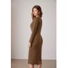 imageGRACE KARIN Womens Slim Work Business Office Bodycon Pencil Dress Back Hem Slits Midi Dress BrownM