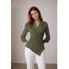 imageGRACE KARIN Womens V Neck Casual Work Tops 34 Sleeve Office Dressy Blouse Asymmetrical Elegant ShirtsArmy Green