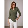 imageGRACE KARIN Womens V Neck Casual Work Tops 34 Sleeve Office Dressy Blouse Asymmetrical Elegant ShirtsArmy Green