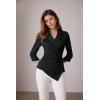 imageGRACE KARIN Womens V Neck Casual Work Tops 34 Sleeve Office Dressy Blouse Asymmetrical Elegant ShirtsBlack