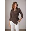imageGRACE KARIN Womens V Neck Casual Work Tops 34 Sleeve Office Dressy Blouse Asymmetrical Elegant ShirtsBrown