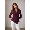 imageGRACE KARIN Womens V Neck Casual Work Tops 34 Sleeve Office Dressy Blouse Asymmetrical Elegant ShirtsDark Red