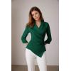 imageGRACE KARIN Womens V Neck Casual Work Tops 34 Sleeve Office Dressy Blouse Asymmetrical Elegant ShirtsGreen