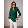 imageGRACE KARIN Womens V Neck Casual Work Tops 34 Sleeve Office Dressy Blouse Asymmetrical Elegant ShirtsGreen