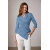 imageGRACE KARIN Womens V Neck Casual Work Tops 34 Sleeve Office Dressy Blouse Asymmetrical Elegant ShirtsGrey Blue