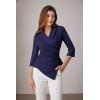 imageGRACE KARIN Womens V Neck Casual Work Tops 34 Sleeve Office Dressy Blouse Asymmetrical Elegant ShirtsNavy Blue