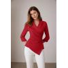 imageGRACE KARIN Womens V Neck Casual Work Tops 34 Sleeve Office Dressy Blouse Asymmetrical Elegant ShirtsRed