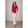 imageGRACE KARIN Womens V Neck Casual Work Tops 34 Sleeve Office Dressy Blouse Asymmetrical Elegant ShirtsRed