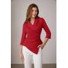 imageGRACE KARIN Womens V Neck Casual Work Tops 34 Sleeve Office Dressy Blouse Asymmetrical Elegant ShirtsRed