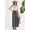 imageGRACE KARIN Womens Wide Leg Pants with Pockets Lightweight High Waisted Tie Knot Caual Loose Split Flowy Palazzo TrousersDark Grey