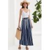 imageGRACE KARIN Womens Wide Leg Pants with Pockets Lightweight High Waisted Tie Knot Caual Loose Split Flowy Palazzo TrousersStripe Navy