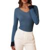 imageFall Fashion Basic Fitted Tops Work Outfits Fall Sweaters for Women Trendy Clothes Blue Grey M