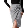 imageGRACE KARIN Plaid Midi Skirts for Women High Waisted Wrap Ruched Bodycon Skirt Fall Pencil Skirts Dressy CasualBlack Plaid