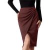 imageGRACE KARIN Plaid Midi Skirts for Women High Waisted Wrap Ruched Bodycon Skirt Fall Pencil Skirts Dressy CasualWine Red Plaid