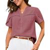 imageGRACE KARIN Womens Short Sleeve Blouses Dressy Casual Summer Button Down Work Tops Loose Swiss Dot ShirtsPink