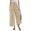 imageGRACE KARIN Womens Wide Leg Pants with Pockets Lightweight High Waisted Tie Knot Caual Loose Split Flowy Palazzo TrousersApricot