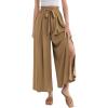 imageGRACE KARIN Womens Wide Leg Pants with Pockets Lightweight High Waisted Tie Knot Caual Loose Split Flowy Palazzo TrousersKhaki