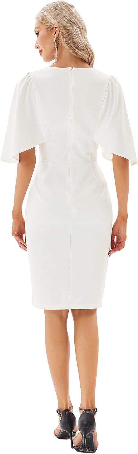 imageGRACE KARIN Women 34 Ruffle Sleeve Slim Fit Business Pencil Dress