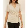 imageGRACE KARIN 2025 Womens Summer Tops Dressy Business Casual Chiffon Short Sleeve VNeck Wrap Work Fitted BlousesApricot