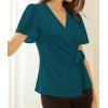 imageGRACE KARIN 2025 Womens Summer Tops Dressy Business Casual Chiffon Short Sleeve VNeck Wrap Work Fitted BlousesBluegreen