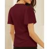 imageGRACE KARIN 2025 Womens Summer Tops Dressy Business Casual Chiffon Short Sleeve VNeck Wrap Work Fitted BlousesBurgundy