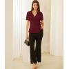 imageGRACE KARIN 2025 Womens Summer Tops Dressy Business Casual Chiffon Short Sleeve VNeck Wrap Work Fitted BlousesBurgundy