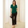 imageGRACE KARIN 2025 Womens Summer Tops Dressy Business Casual Chiffon Short Sleeve VNeck Wrap Work Fitted BlousesDark Green