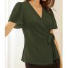 imageGRACE KARIN 2025 Womens Summer Tops Dressy Business Casual Chiffon Short Sleeve VNeck Wrap Work Fitted BlousesNavy