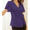 imageGRACE KARIN 2025 Womens Summer Tops Dressy Business Casual Chiffon Short Sleeve VNeck Wrap Work Fitted BlousesPurple