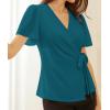 imageGRACE KARIN 2025 Womens Summer Tops Dressy Business Casual Chiffon Short Sleeve VNeck Wrap Work Fitted BlousesRoyal Blue