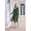 imageGRACE KARIN Formal Dresses for Women Wedding Guest A Line Long Sleeve Midi Dress Wrap V Neck Cocktail Dresses Dazzling Green M