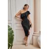 imageGRACE KARIN Women One Shoulder Dresses Sleeveless Cocktail Bodycon Ruffle Split Formal Party Dress Black XL