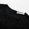 imageGRACE KARIN Womens Casual Tops Short Sleeve Eyelet Embroidered Summer Trendy Shirts Crewneck Crochet Patchwork BlousesBlack