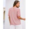 imageGRACE KARIN Womens Casual Tops Short Sleeve Eyelet Embroidered Summer Trendy Shirts Crewneck Crochet Patchwork BlousesPink