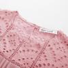 imageGRACE KARIN Womens Casual Tops Short Sleeve Eyelet Embroidered Summer Trendy Shirts Crewneck Crochet Patchwork BlousesPink