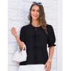imageGRACE KARIN Womens Tie Front Peplum Tops Short Puff Sleeve Bow Babydoll Blouses Shirts Y2K Going Out TopsBlack