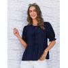 imageGRACE KARIN Womens Tie Front Peplum Tops Short Puff Sleeve Bow Babydoll Blouses Shirts Y2K Going Out TopsNavy Blue