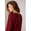 imageWomens Casual V Neck Blouse Smocked Long Sleeve Fit Leisure Top Shirts Burgundy L
