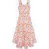 imageGRACE KARIN Girls Floral Maxi Dress Square Neck Wide Straps Smocked Summer Spring Flowy Dress 514YBeige Floral