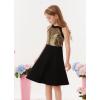 imageGRACE KARIN Girls Sequin Party Dress Holiday Birthday Dance Formal Halter HollowOut Waist Trendy Prom Dress Size 614YBlack Gold